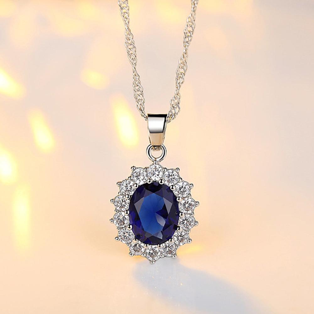 Sunflower Blue Gem Pendant Necklace - Women's Luxury Fashion Choker