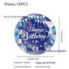 Blue & Silver Birthday Party Tableware Set - Includes Plates, Cups, Tablecloth
