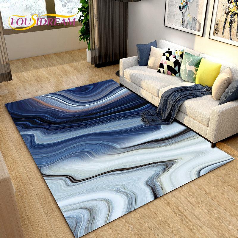Nordic Black Colour Gold Marble Area Rug Large,Carpet Rug for Living Room Bedroom Sofa Doormat Decoration,kid Non-slip Floor Mat