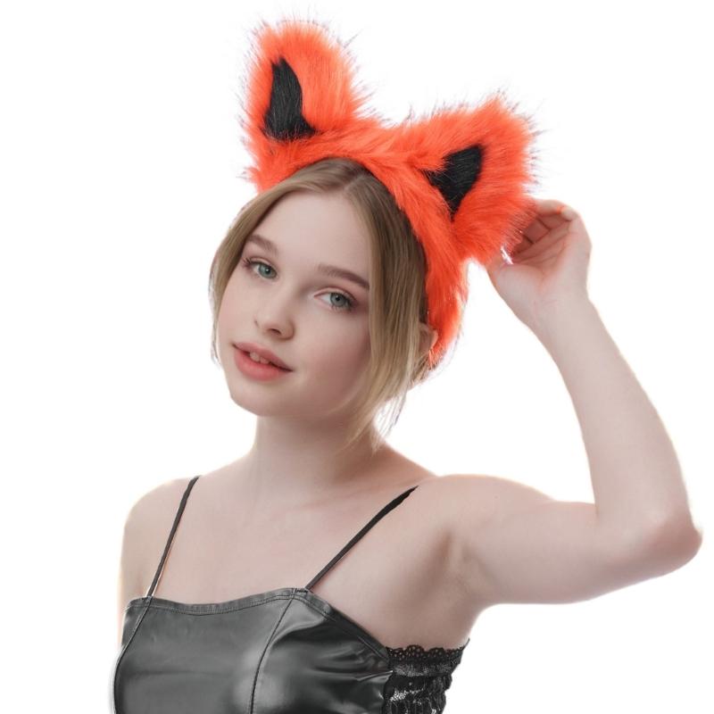 Nepbonten Vossen Wolvenoren Haarband Furry Handgemaakt Dierenoren Haarband Hoofddeksel Halloween Kostuum Cosplay Accessoires