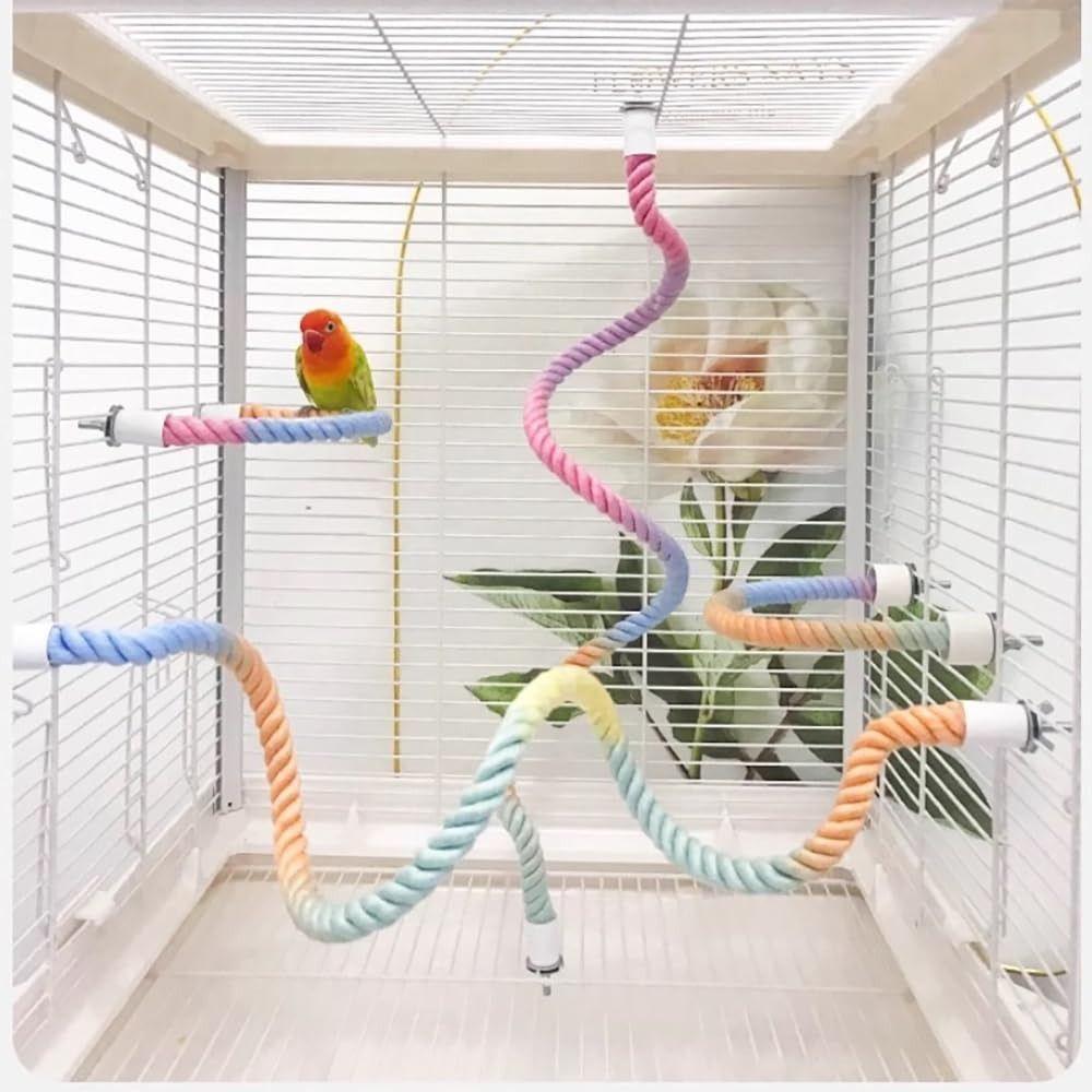 Flexible Parrot Standing Woven Rope Sturdy Bird Cotton Rope Swing Bird Bite Toy  Paw Grinding