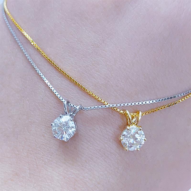 Classic 1ct Moissanite Necklace For Charm Women 1ct Diamond Pendant Silver 925 Jewelry Engagement Wedding Party Gifts
