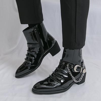 Pointed Toe Office Men Ankle Boots Casual Leather High Top Shoe Stylish Business Casual Botas Leisure Walk Motorcycle Boots