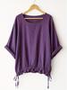 Hot Selling Loose Cotton Linen Round Neck Drop Shoulder Pullover