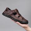 Mens Closed Toe Sandals Large Size Genuine Leather Casual Hiking Sandals Hand Sewn Outdoor Comfortable