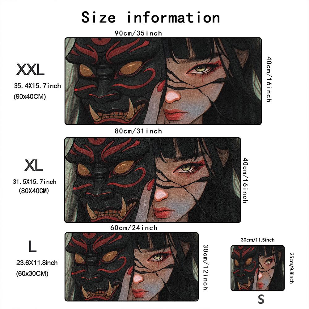 Mask anime girl Mouse Pad Large Computer Office Game Table Mats XXL Rubber Anti-slip Gaming Keyboard Mousepads Long Desk Pads