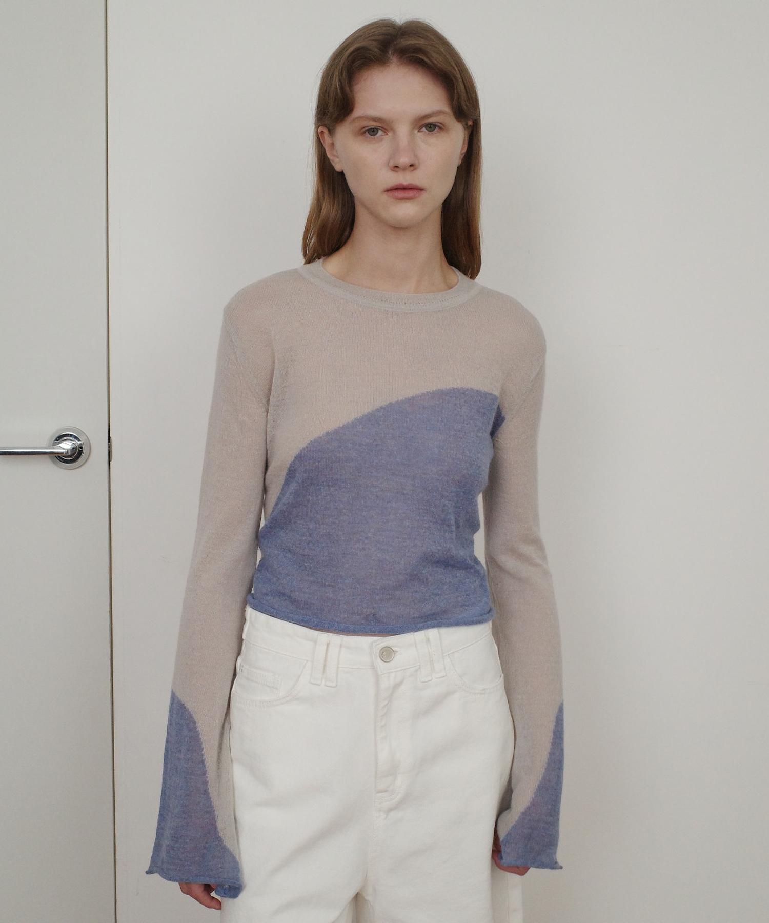Enor Two Tone Drawstring Crop Top - Gray Grey/F