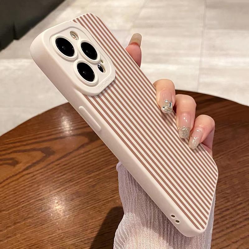 Minimalist Vertical Stripe Pattern Phone Case for iPhone 17 16 15 14 13 12 11 16E Series Pro Max Plus Double Layer Protection
