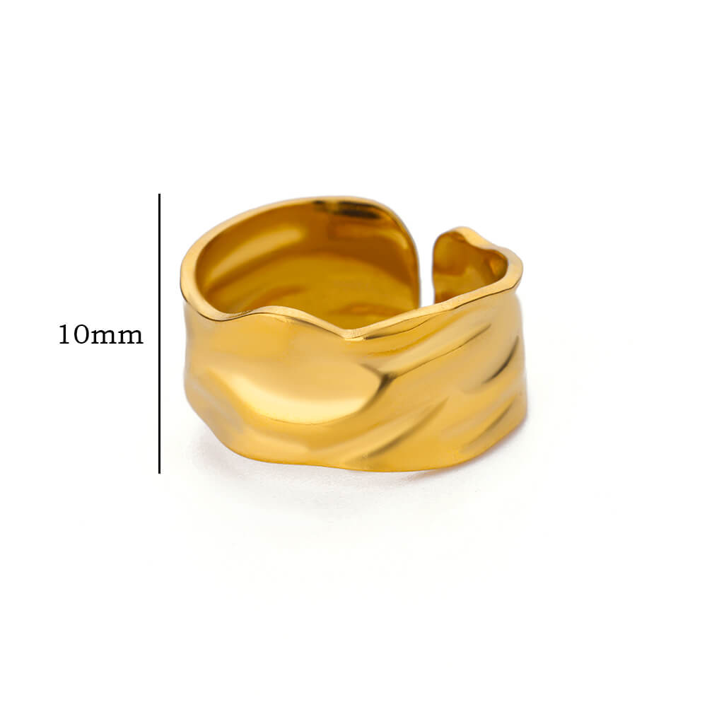 New Trend Stainless Steel Geometric Texture Wide Rings For Women Men Irregular Gold Color Wedding Ring Female Punk Jewelry Gift