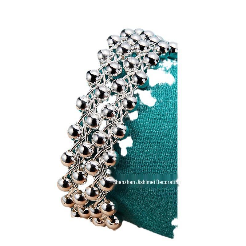 Brățară deschisă tip plasă cu mărgele de strugure din argint sterling West Lake Beauty pentru femei - Bijuterii de modă rafinate