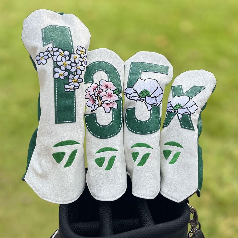 Green/White Golf Club Head Cover PU Golf Push Rod Sleeve Practical Golf Wood Cover Golf Course