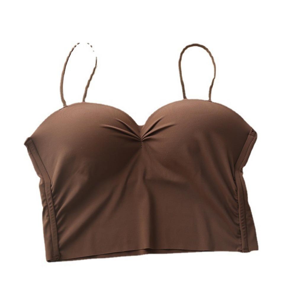 Ice Silk Seamless Gathering Without Steel Ring Thin Suspender Underwear Women's Fixed One-piece Cup Non-slip Comfortable Back Tube Top Women