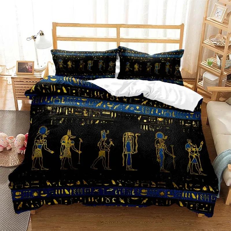 Comforter Mystery Egypt Egyptian Golden Anubis Print Bedding Set With Comforter Bed Single Twin Full Queen Kid Gift