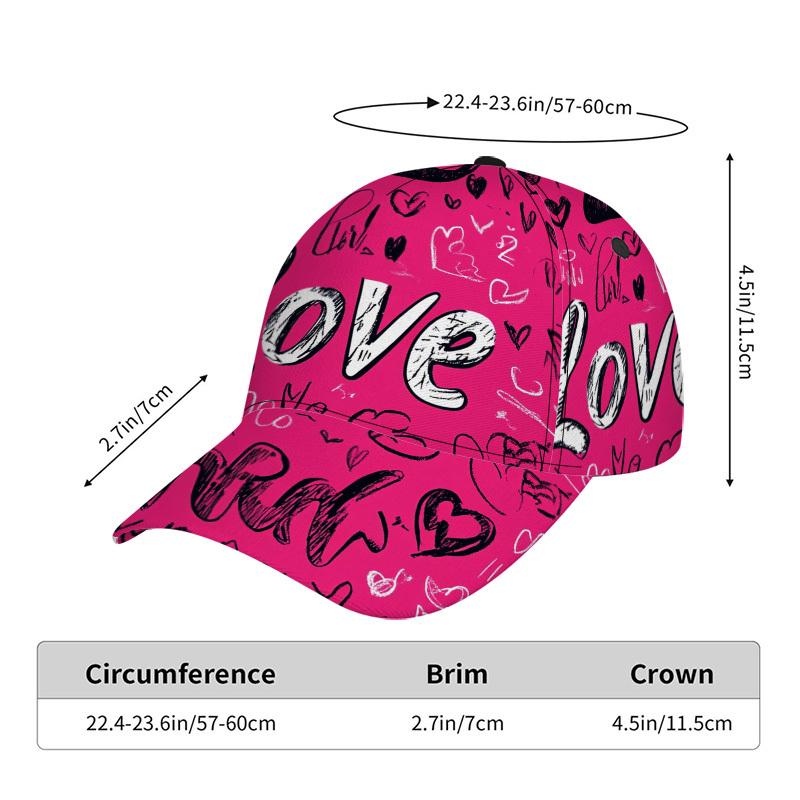 

Valentine s Day Love Patterns Print Classic Baseball Cap Stylish Adjustable Duckbill Hat Lightweight Design Ideal for Daily Wear