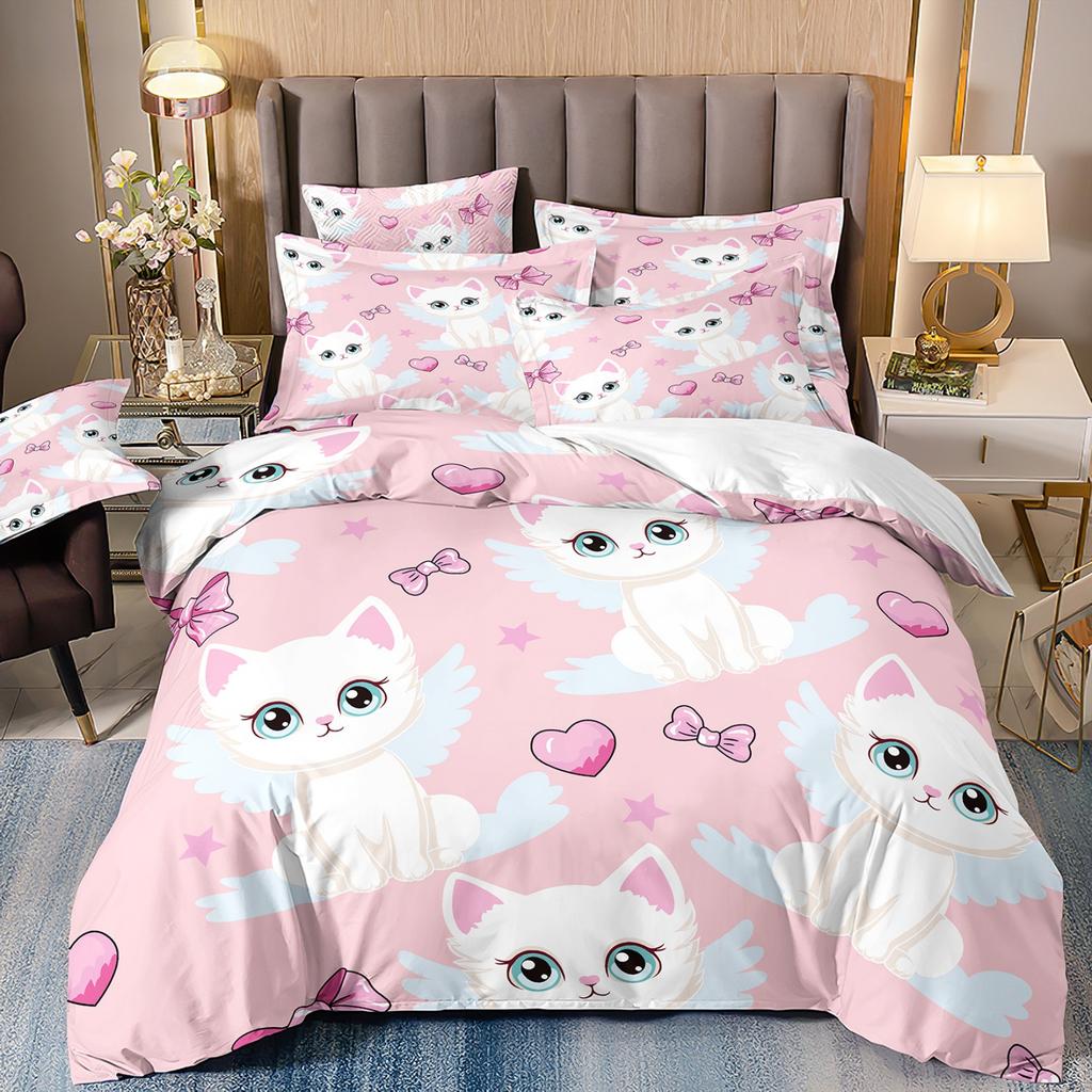 Pet Cat Pattern Bedding Sets, Cartoon Baby Duvet Cover Sets Bedclothes Twin Single King For Kids Adult Bedrooms Decor Gifts