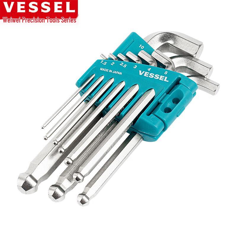 VESSEL 8209BP-S Ball End Hex Key Set (9-Piece)