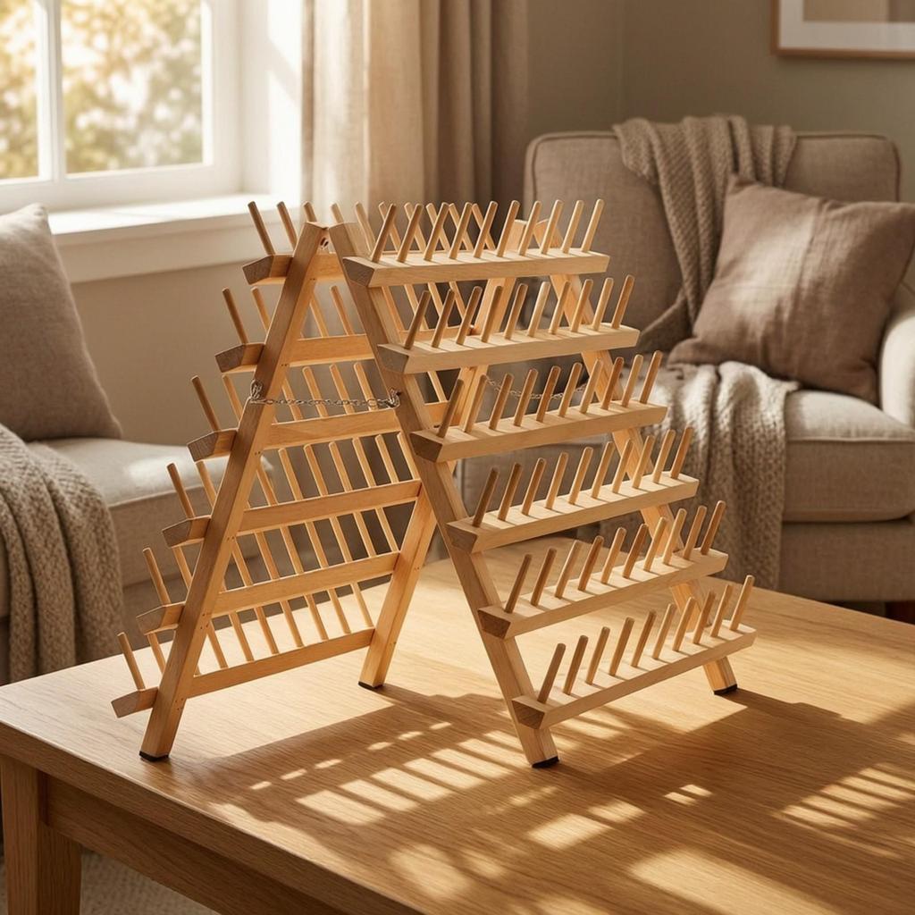 Wooden Thread Rack Easy to Use Freestanding Hair Extension Holder Premium