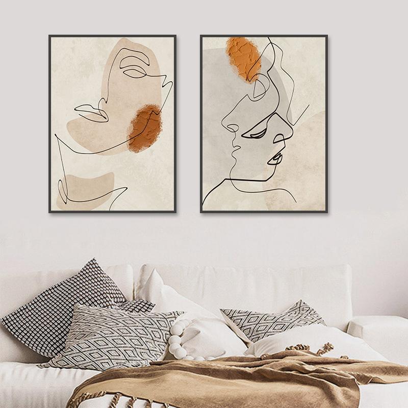 Woman Man Face Line Poster Abstract Canvas Painting Modern Wall Art Print Pictures for Living Room Interior Home Decoration
