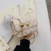 Ielgy High-End Fashion Chain Diamond Texture Small Square Bag