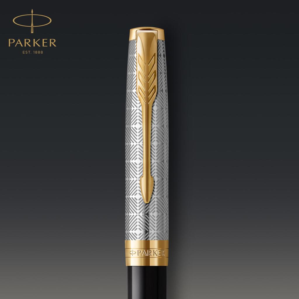 PARKER Sonnet Premium Metal Black GT Ballpoint Medium Gift Officially Product Number 2119787 & Pen, Nib, Oil-Based, Boxed, Imported,
