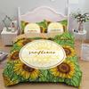 Sunflower Duvet Cover Set King/Queen Size Print Decor Botanical Plants Yellow Floral Comforter Cover Black Polyester Quilt Cover