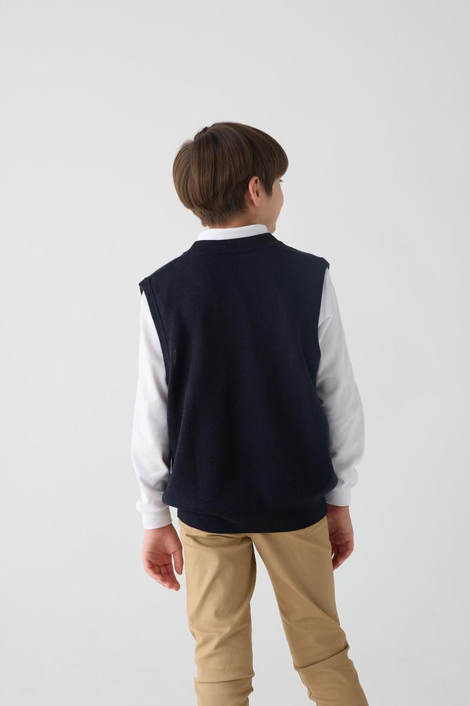 Strickweste Schulweste 140900 Kinder Navy 170 [Beams School] V-Ausschnitt