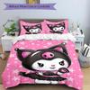 3pcs Pink Kuromi Printed Bedding Set, Soft and Comfortable Quilt Cover for Bedroom, Guest Room (1 Duvet Cover + 2 Pillowcases, Pillow Core N