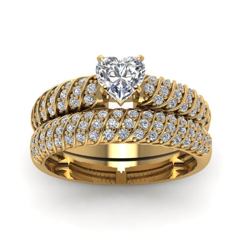 Couple Rings - Exquisite Romantic Women Heart Zircon Ring Set