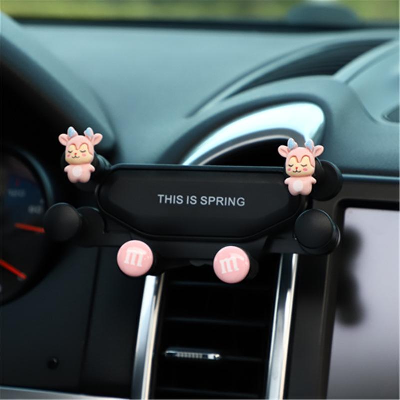 Soporte para teléfono móvil para coche de dibujos animados, soporte para teléfono móvil con gravedad de tendencia para coche lindo, soporte creativo para teléfono móvil telescópico para coche