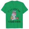 Its A Good Day To Read  T-shirts Women Book Lover Teacher Tshirts Elephant Cartoon Women's Clothing Vintage Women T-Shirts Tops