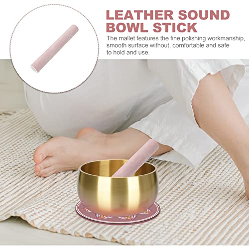 Lurrose Singing Bowl Mallet, Leather-Covered Beechwood Stick, Sound Bowl Striker, Precision Finish for Stable Acoustic Effect, for Tibetan Bowls