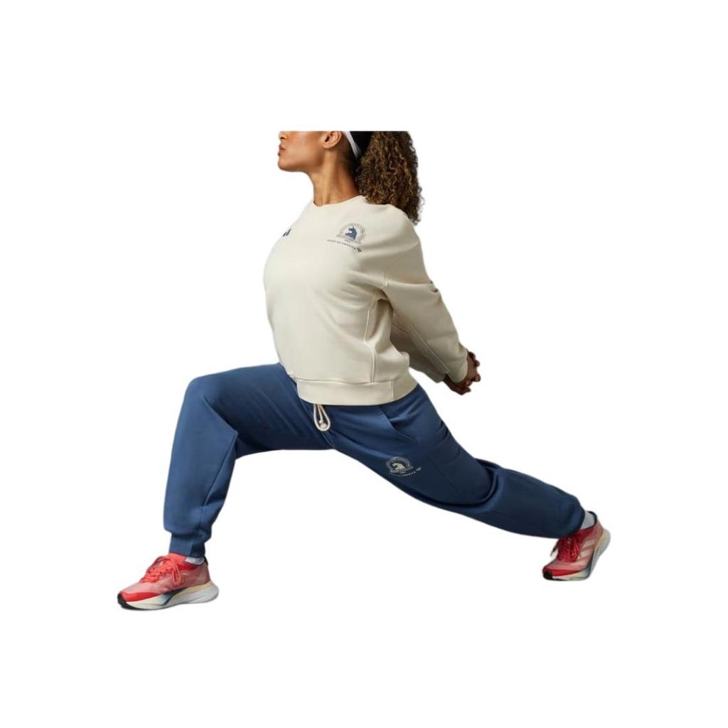 Adidas Boston Marathon 2024 Fleece Pants With Front Print Logo Women Pants Blue IS9564