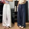 Women's High-Waist Linen Blend Wide-Leg Suit Pants