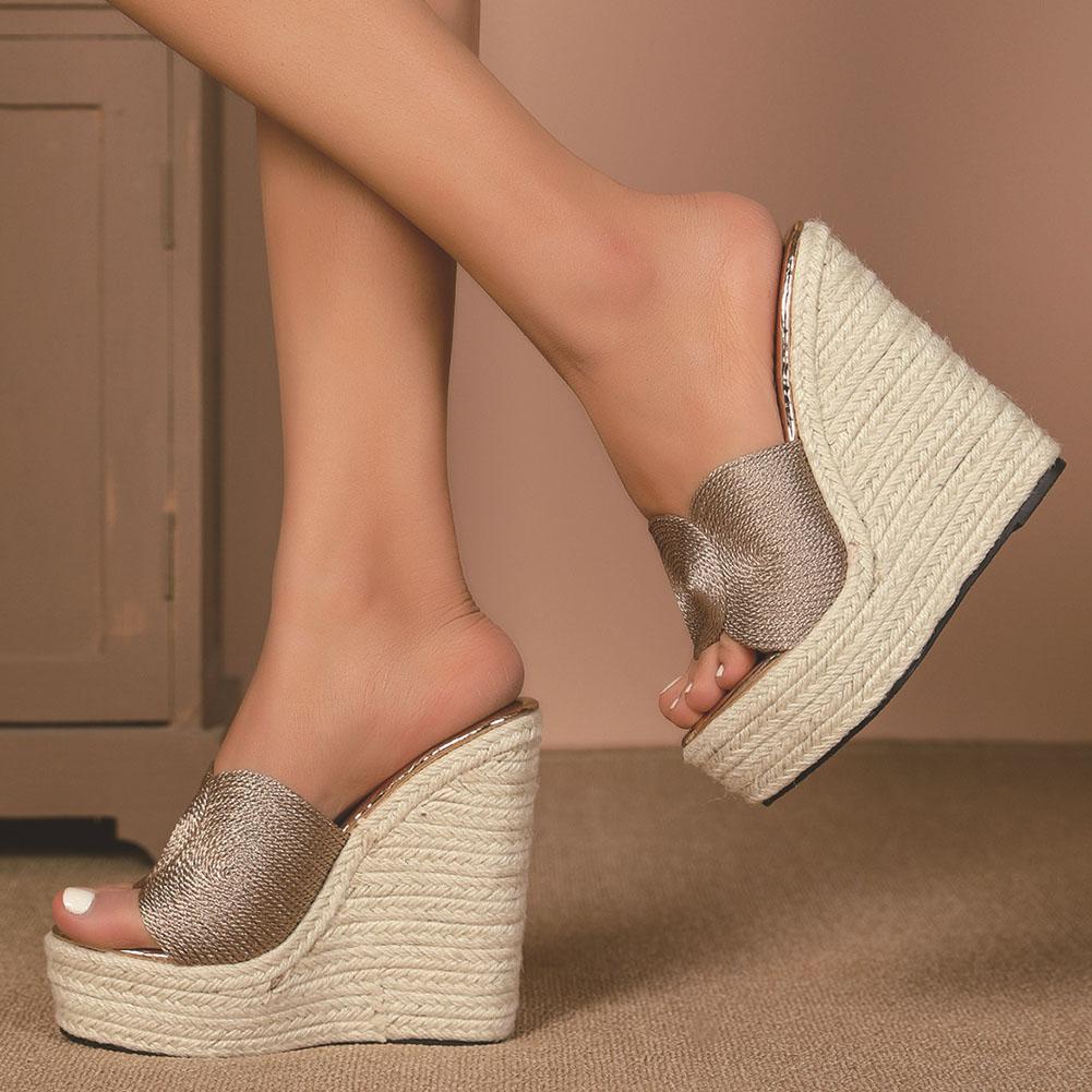 Dropship Lato Nowe Espadryle Platformowe Koturny Muły Sandały Gruba Platforma Rekreacyjne Damskie Wygodne Buty Sandały