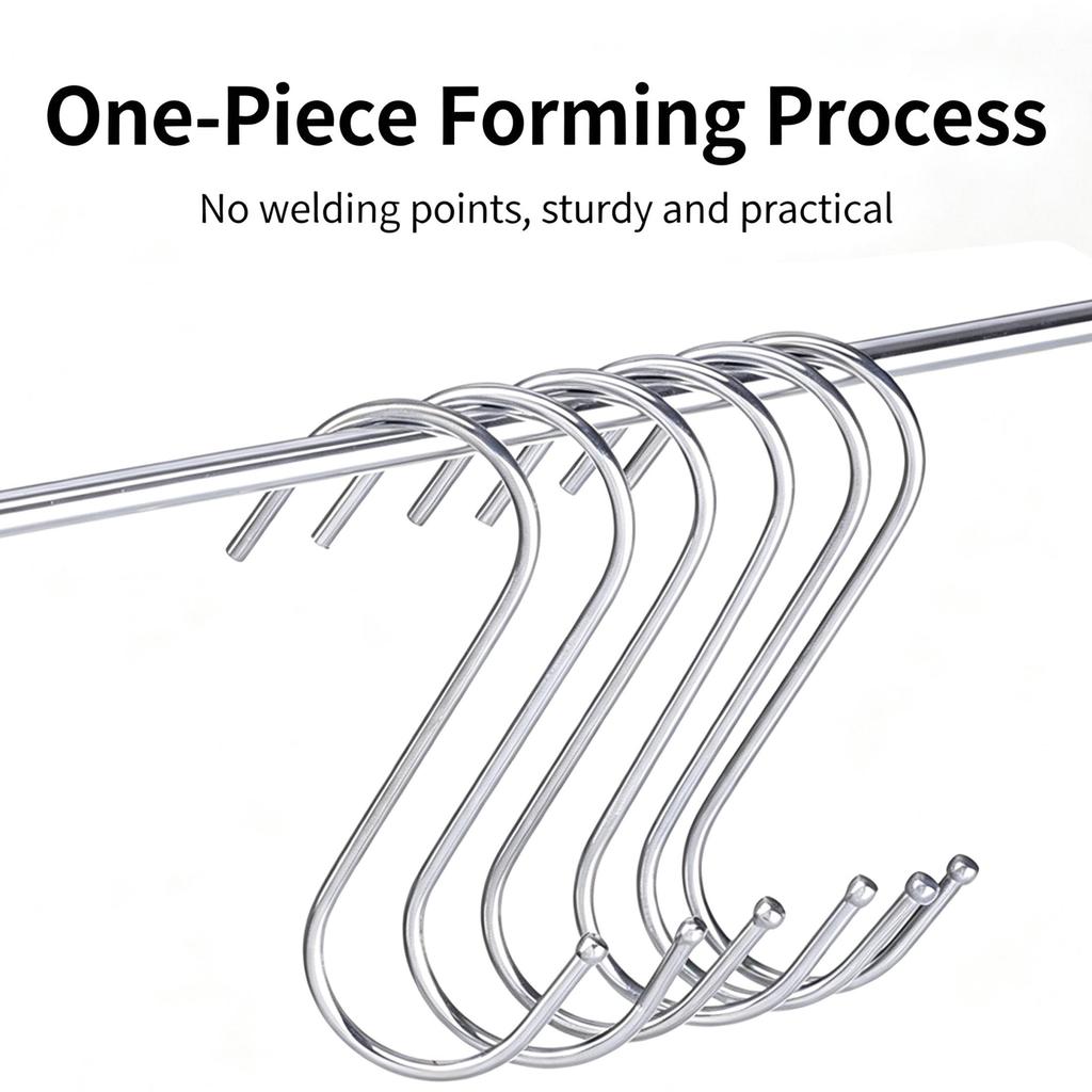 Stainless Steel S Hooks Heavy Duty Multi-Purpose S Shaped Hooks for Kitchen Utensils, Closet Clothes Bathroom Towels Workshop Tools, 3 Sizes Available