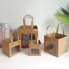 Floral Kraft Paper Tote Bag: Square Gift Bag for Teacher's Day, Available in Large and Small Sizes