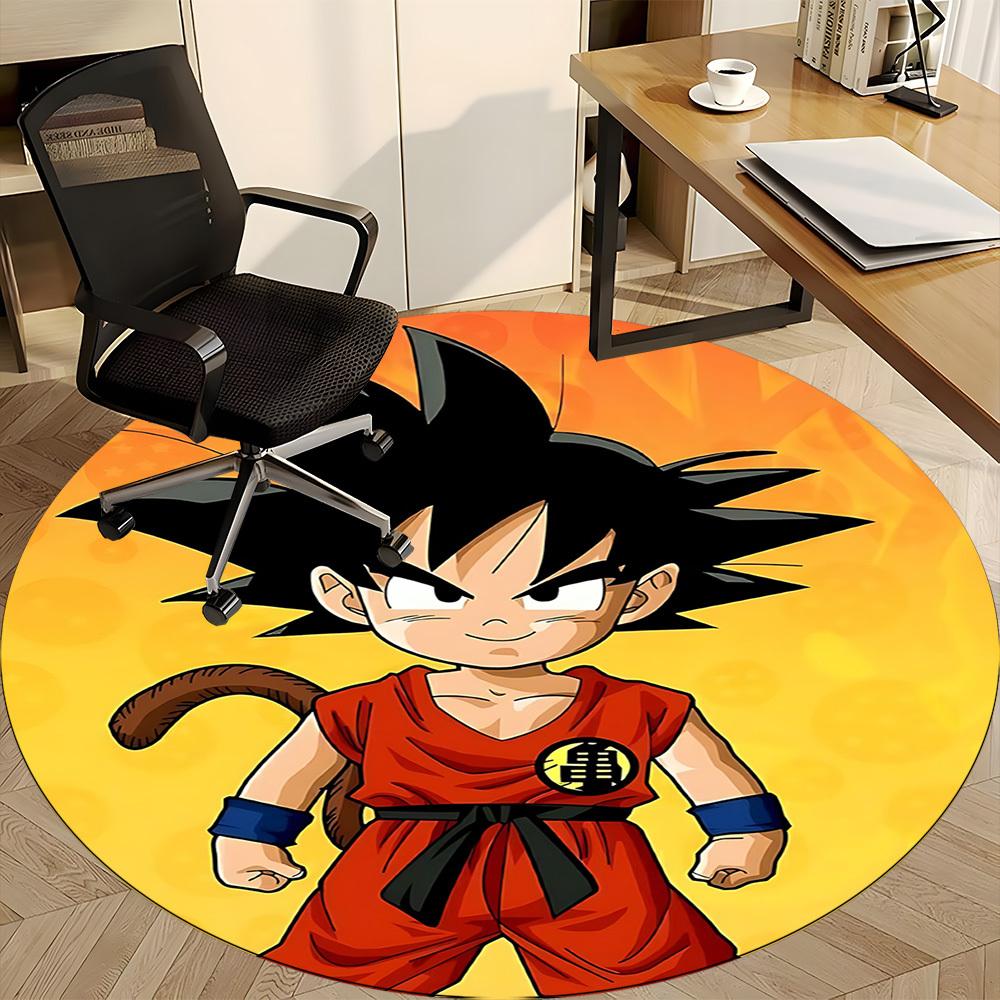 1pc Dragon Ball Goku Saiyan Office Round Area Rug,Bedroom Living Room Home Decor, Room Deco A1016131