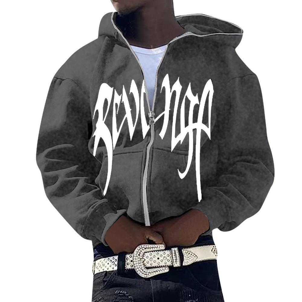 

Толстовка с капюшоном на молнии с принтом американских букв для осени и зимы Plush Plus XXXL