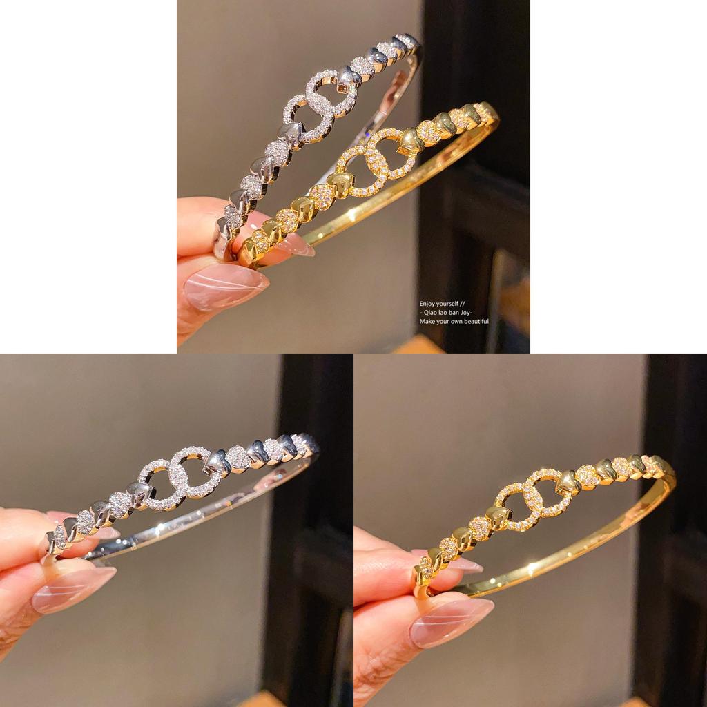 Light Luxury Zircon Gold Plated Bracelet For Women With Heart Shape Design