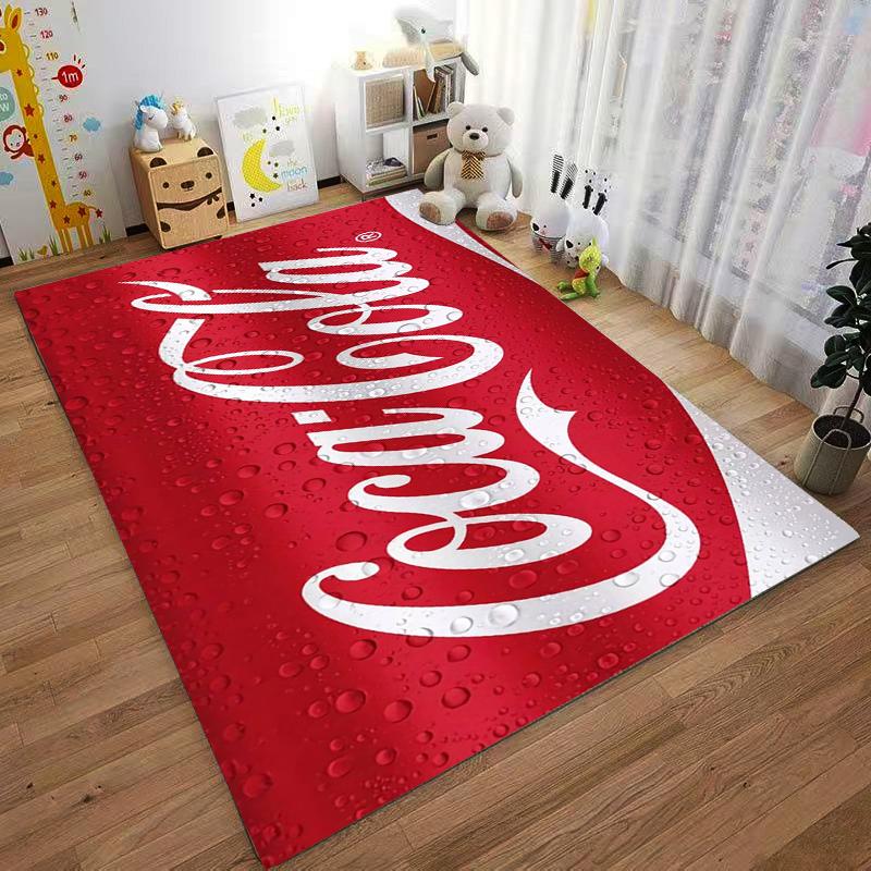 "Red Carpet with Coca-Cola Logo Design and Water Droplets Texture" Suitable for Use As an Anti-slip for Living Room Bedroom Sofas