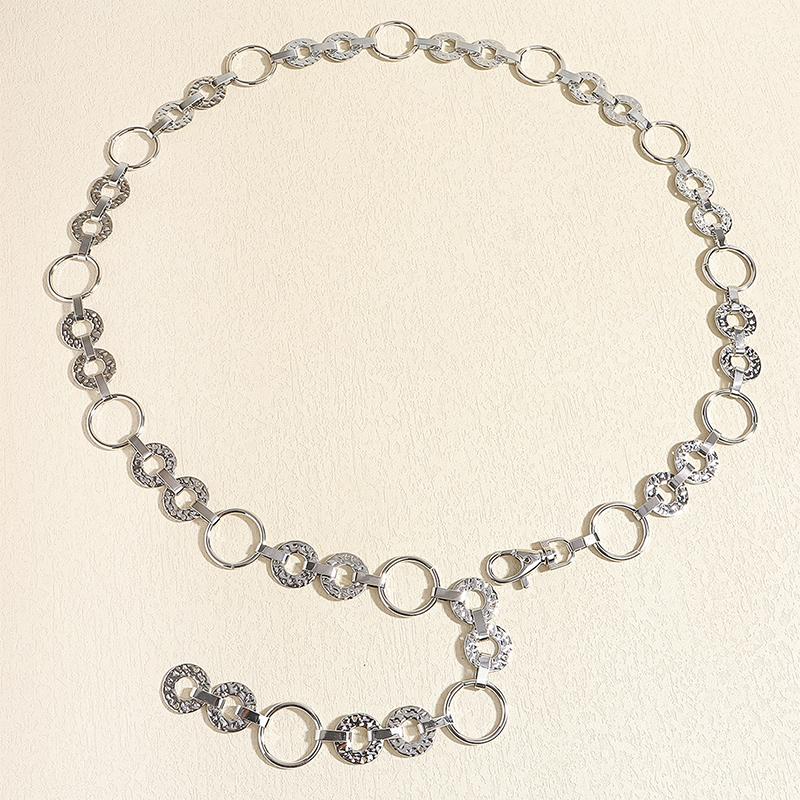 {YY28} Trendy All-match Hollow Circle Waist Chain Adjustable Metal Waist Chain Belt For Women Personality Clothing Accessories