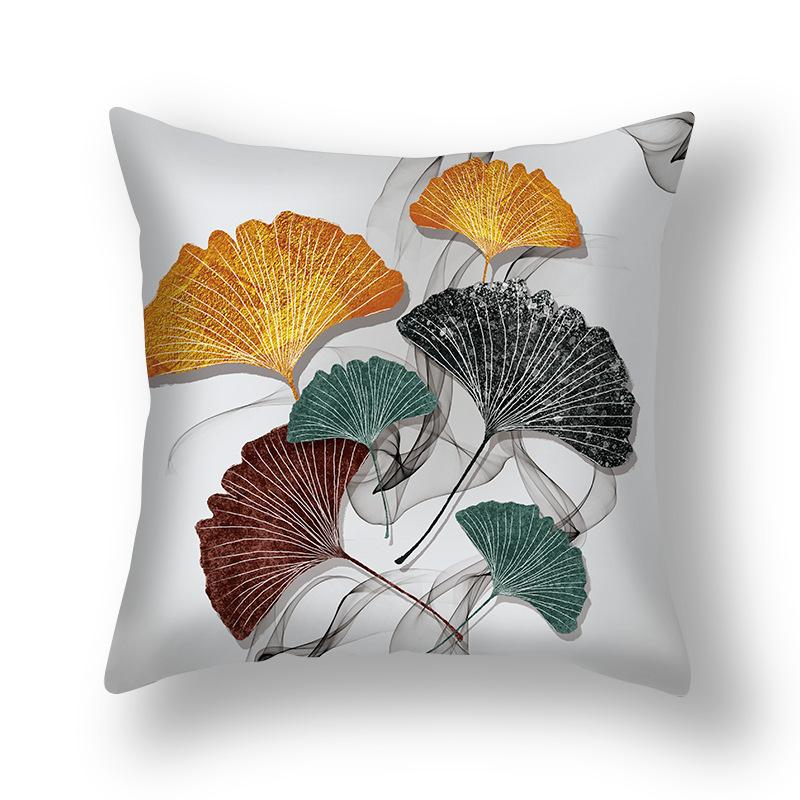 Short Plush Pillowcase, Simple and Versatile Ginkgo Leaf Pillow, Modern Decorative Sofa Pillow, Cushion