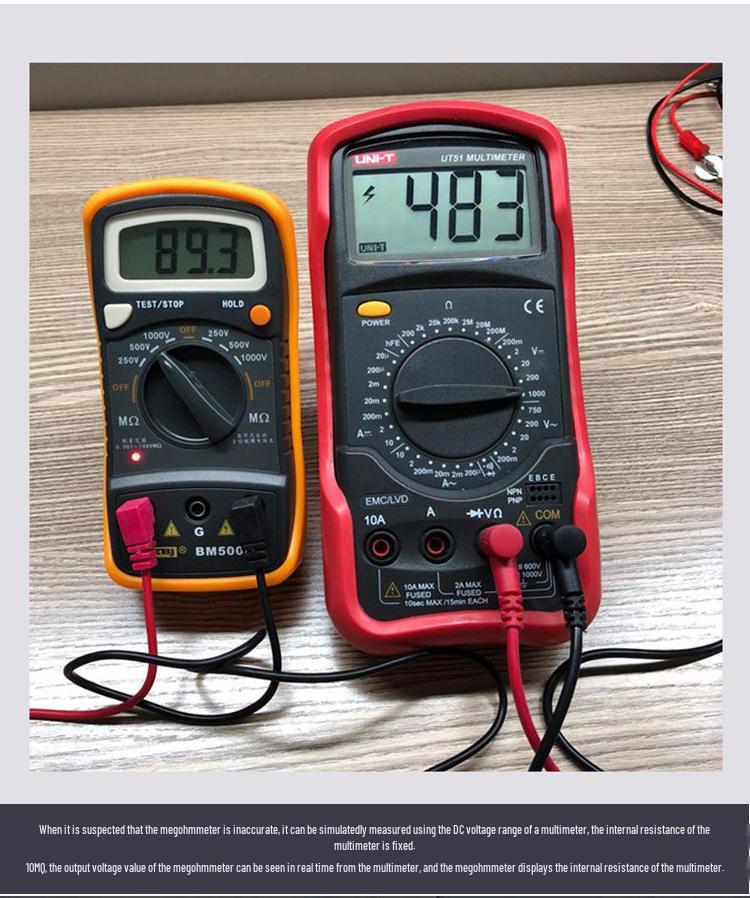 Binjiang BM500A Digital Insulation Resistance Tester 1000V/500V Hand-Crank Megohmmeter