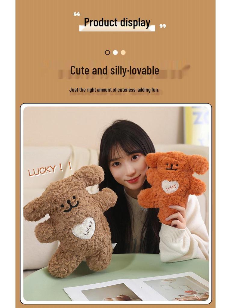 Cute Happy Puppy Plush Toy - Good Luck Stuffed Animal & Children's Sleeping Companion Pillow Doll