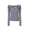 GIOVANNI VALENTINO Women's Striped Off-Shoulder T-Shirt