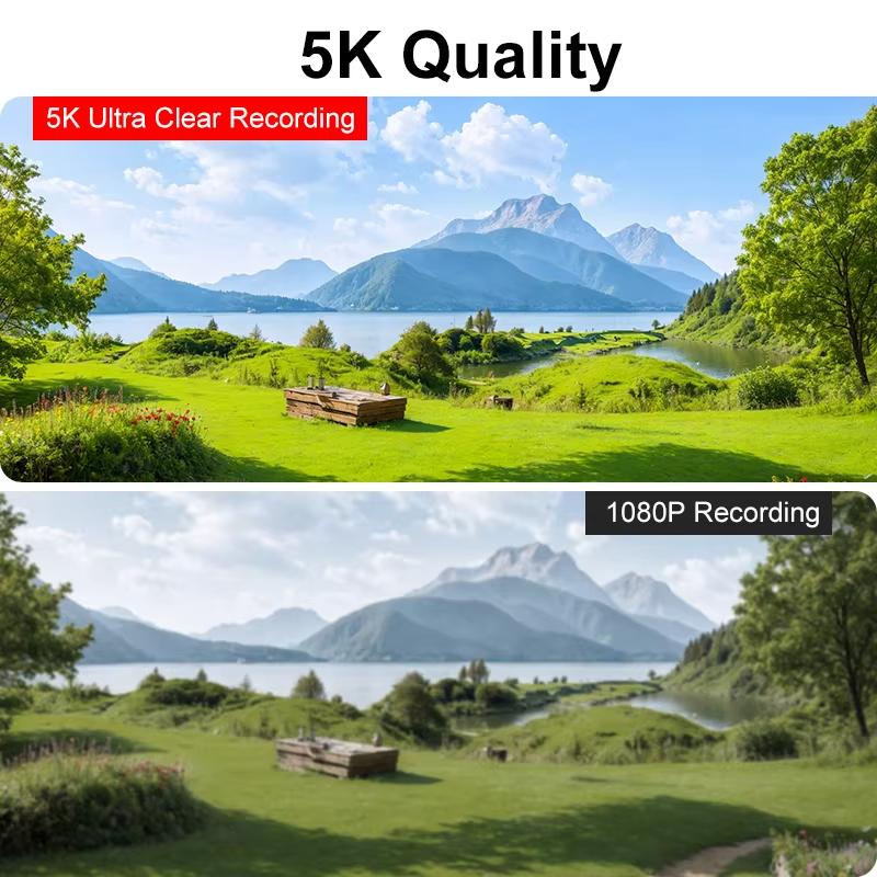 5K Ultra Clear Handheld Action Camera 1.69-inch Face Recognition Automatic 270°Rotating Lens Follow Shot Sports Thumb Camera