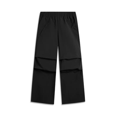 Li Ning CF Print Versatile Outdoor Quick-Dry Cool Solid Color Straight Casual Pants Women Bottoms Black AYKV206-5