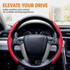 Sports Red Two-Piece Set PU Carbon Fiber Textured Steering Wheel Grip Cover Car Steering Wheel Anti-Slip Protective Cover Red We