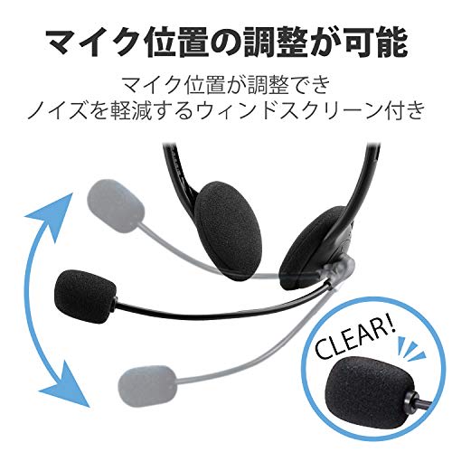 ELECOM Headset Microphone 4 Pole Binaural Overhead 1.8m HS-HP22TBK