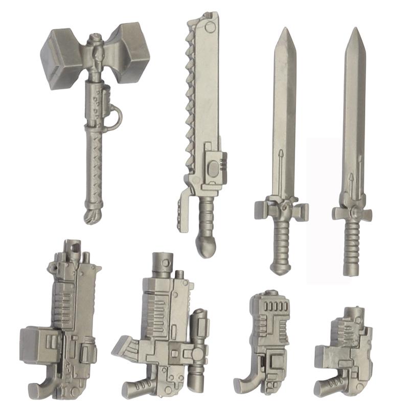 Medieval Military Solider Figure Weapon Accessory Sets Building Blocks Crusader Knight Armor Warrior Shield Sword Flag Brick Toy